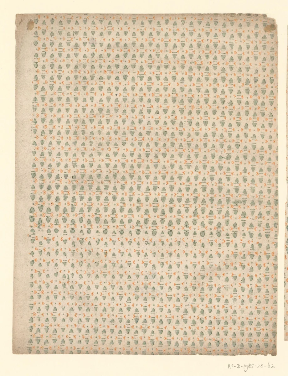 Blad met alternerend strooipatroon van driehoekjes by anonymous, other, 1750-1900