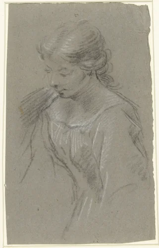 Studie van een jong meisje by anonymous, drawing, 1610-1630