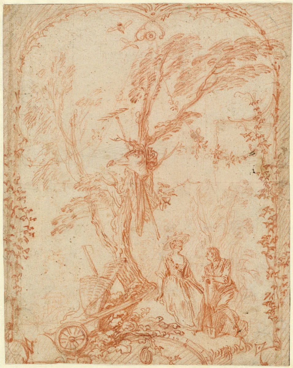 The Gallant Gardener by Antoine Watteau, drawing, 1711-1712