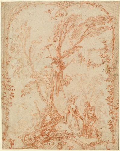 The Gallant Gardener by Antoine Watteau, drawing, 1711-1712