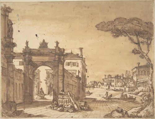 Venetian scene by anonymous, drawing, 1700-1800