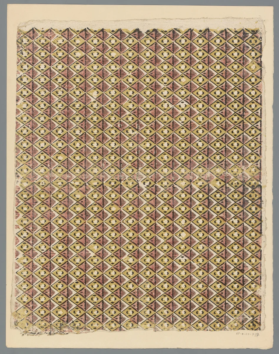 Blad met banenpatroon met ruitvorm by anonymous, print, 1750-1950