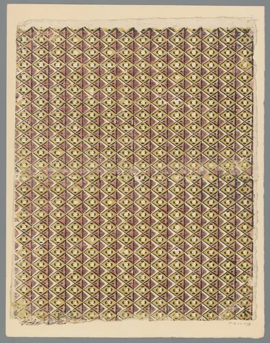 Blad met banenpatroon met ruitvorm by anonymous, print, 1750-1950