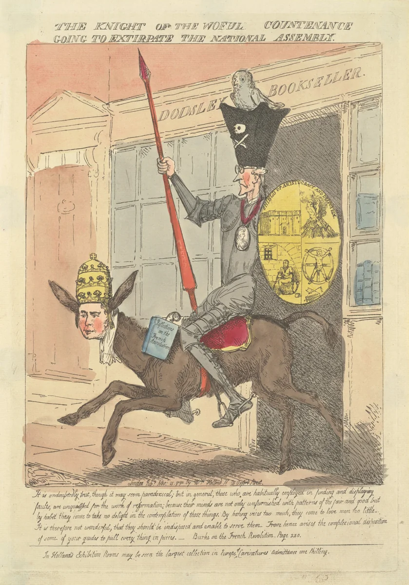 The Knight of the Woeful Countenance Going to Extirpate the National Assembly by Frederick George Byron; William Holland, print, 1790