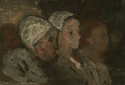 In Church by Honoré Daumier, painting, 1855-1857