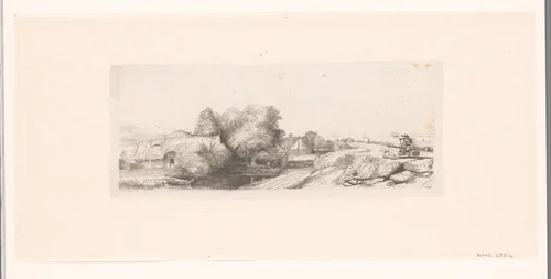 View of the Diemerdijk with a milkman and cottages ('Het melkboertje') by William Young Ottley, print, 1828