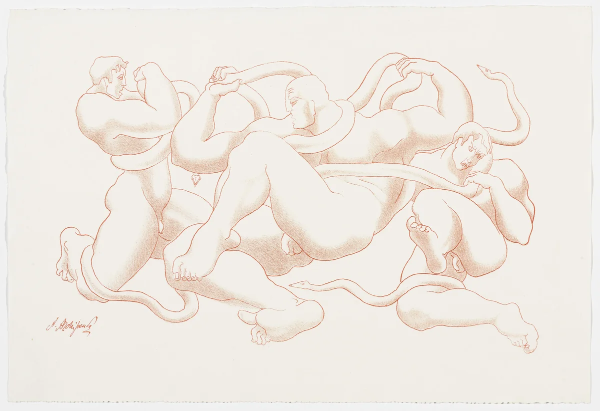 Untitled (Laokoon) from the portfolio Alexandre Archipenko: Dreizehn Steinzeichnungen by Alexander Archipenko, print, 1921