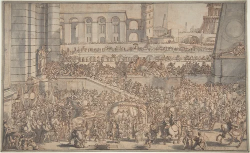 Alexander Entering Babylon by Sébastien Leclerc, drawing, 1650-1714