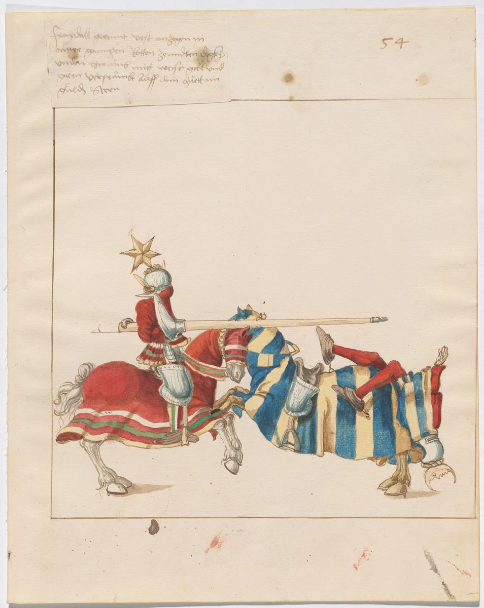 Mock Joust of War with Fixed Shields by German 16th Century, drawing, 1515