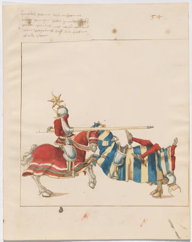 Mock Joust of War with Fixed Shields by German 16th Century, drawing, 1515
