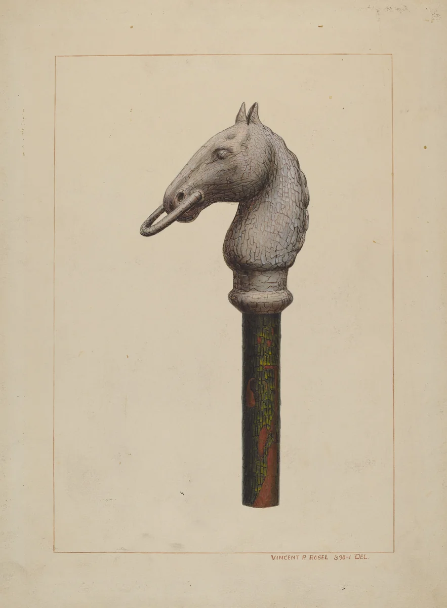 Horse Head Hitching Post by Vincent P. Rosel, index of american design, 1935-1942