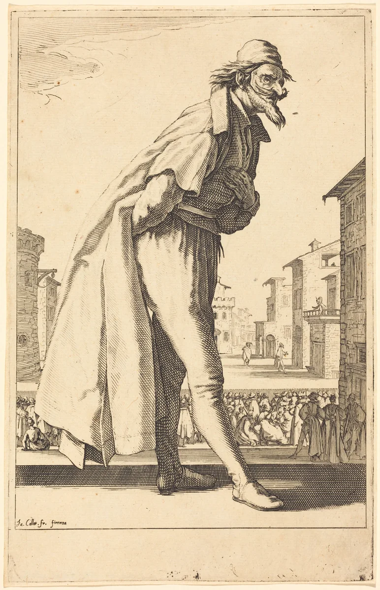 Pantalone by Jacques Callot, print, 1618-1620