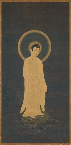Welcoming Descent of Amida Buddha (Raigō) by Unknown, painting, 1270-1333
