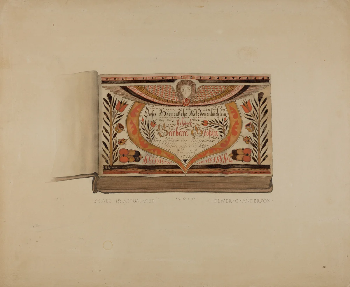 Illuminated Title Page from Manuscript Songbook by Elmer G. Anderson, index of american design, 1937