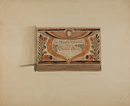 Illuminated Title Page from Manuscript Songbook by Elmer G. Anderson, index of american design, 1937