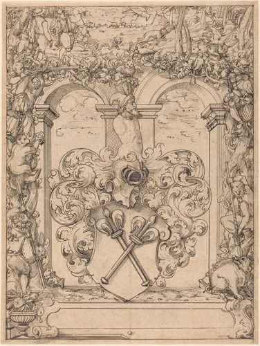 Design for a Window (Hunting Scene) by Christoph Murer, drawing, 1579