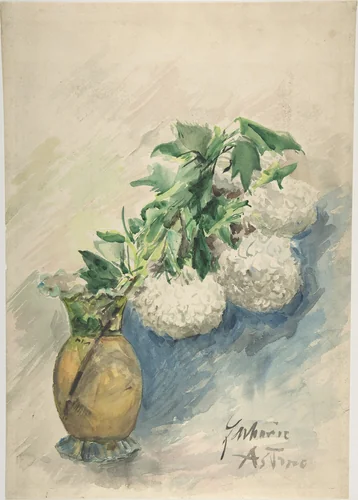 White Flowers in a Vase by Zacharie Astruc, drawing, 1879-1909