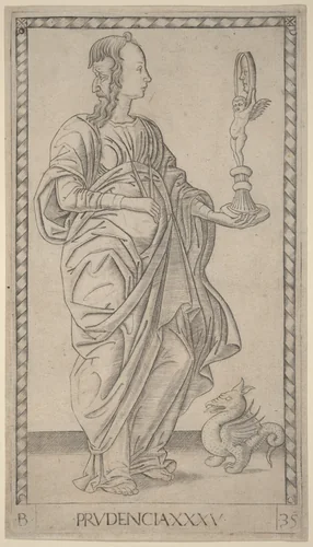 Prudencia (Prudence) by Master of the E-Series Tarocchi, print, 1465