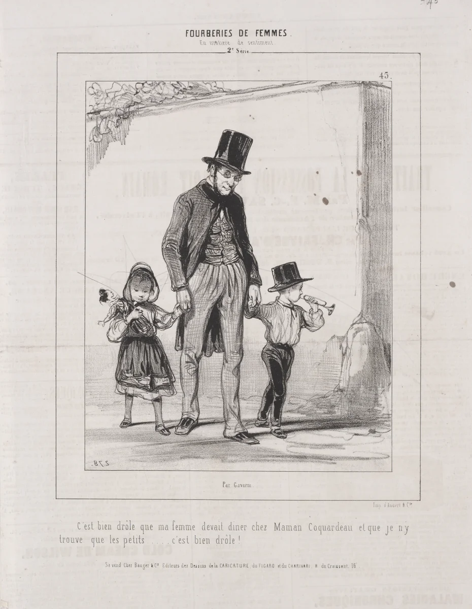 Fourberies de Femmes: En matière de sentiment by Paul Gavarni, print, 1842