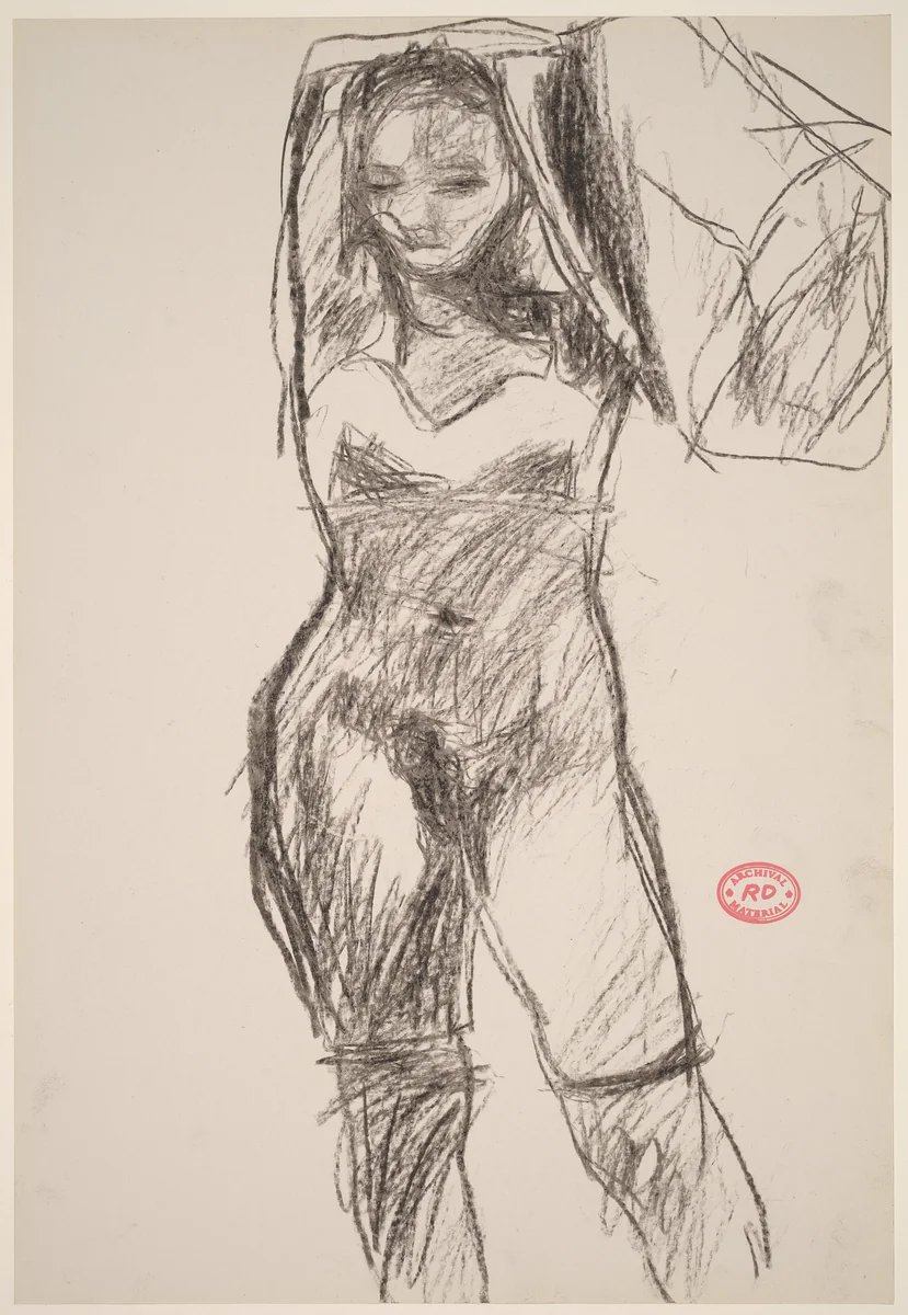 Untitled [standing model in bra and stockings] by Richard Diebenkorn, drawing, 1955-1967
