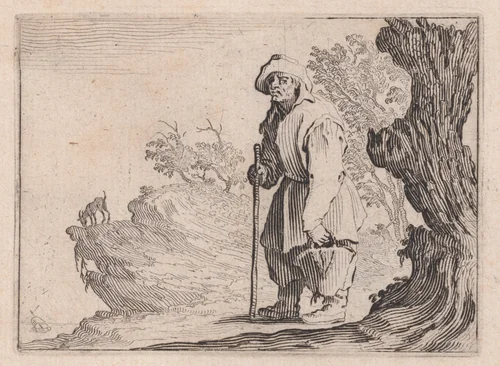 Le Paysan Portant son Sac (The Peasant Carrying his Sack), from "Les Caprices" Series B, The Nancy Set by Jacques Callot, print, 1617-1620