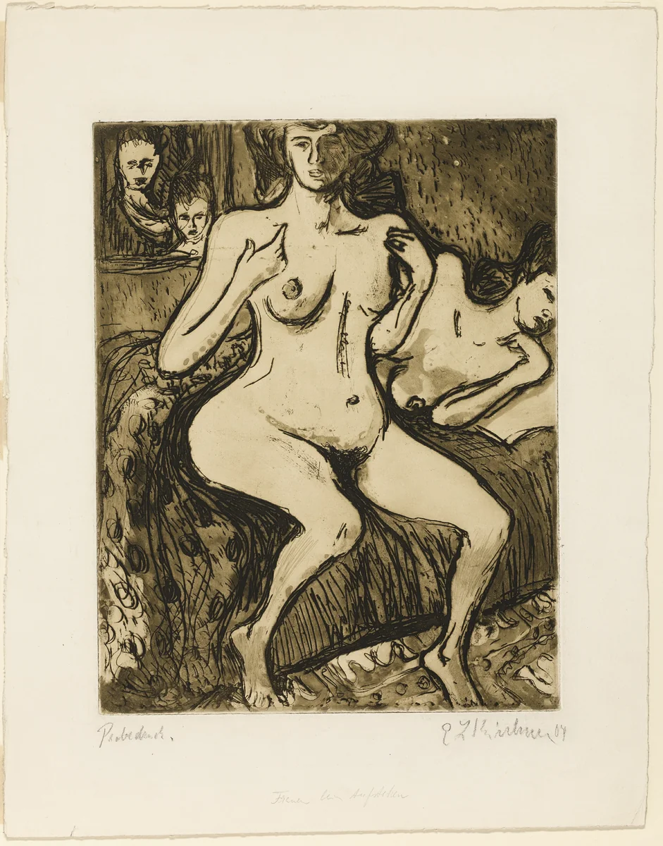 Two Sisters by Ernst Ludwig Kirchner, print, 1908