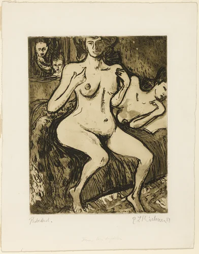 Two Sisters by Ernst Ludwig Kirchner, print, 1908