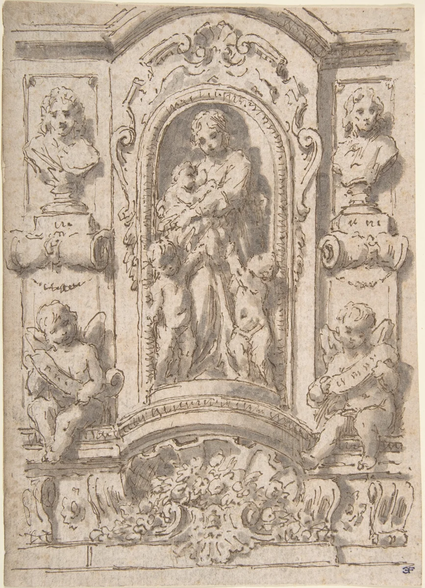 Design for a Niche by anonymous, drawing, 1700-1800