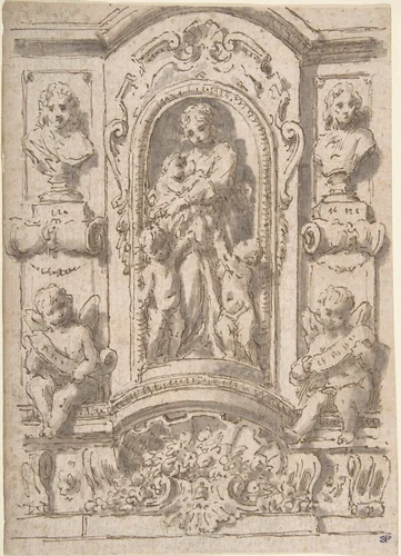 Design for a Niche by anonymous, drawing, 1700-1800