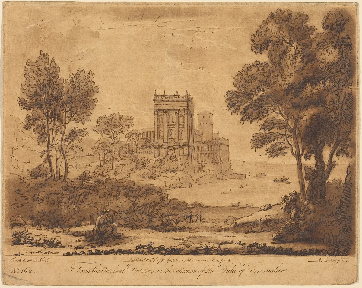 Landscape No. 162 from "Liber Veritatis" by Richard Earlom
Claude Lorrain, print, 1743-1822