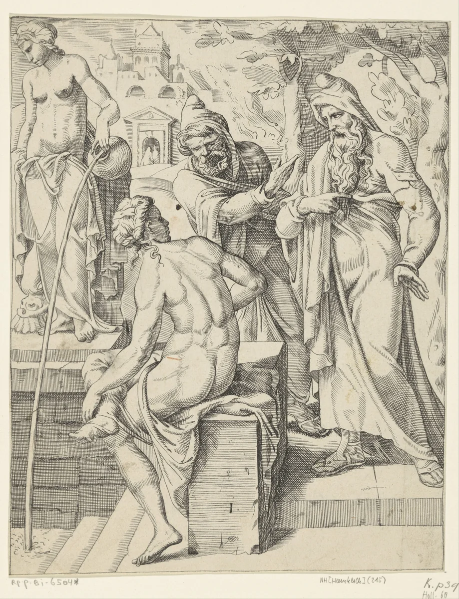 Susanna en de ouderlingen by anonymous, drawing, 1650-1700