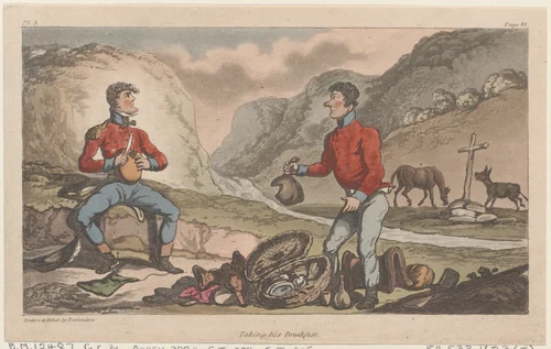 Taking his Breakfast by Thomas Rowlandson, print, 1815