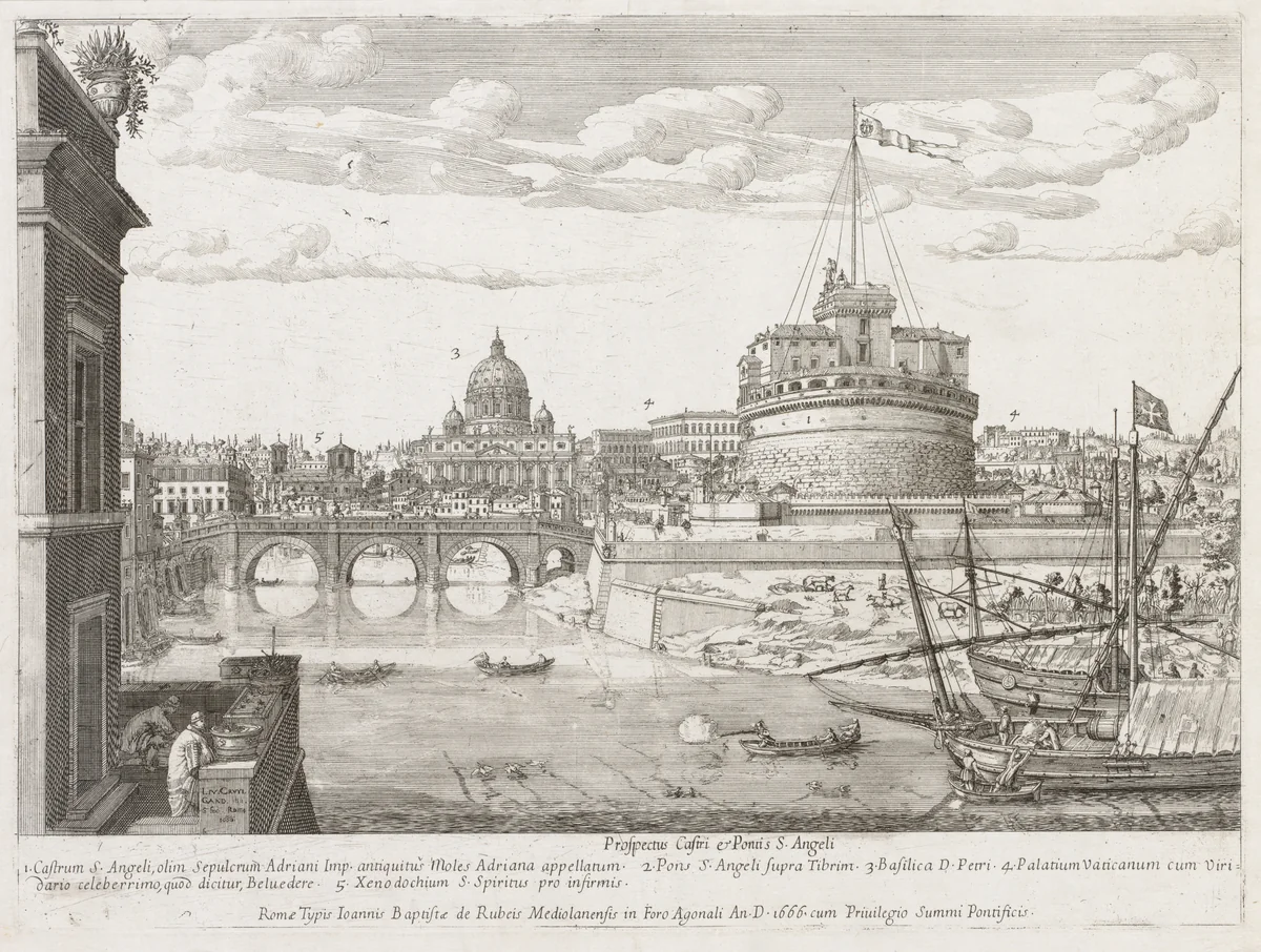St. Angelo from "Prospectus Locurum Urbis Romae Insign[ium] by Lievin Cruyl, print, 1666