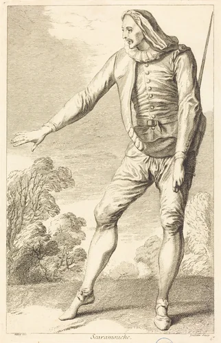 Scaramouche by François Joullain, Claude Gillot, print, 1730