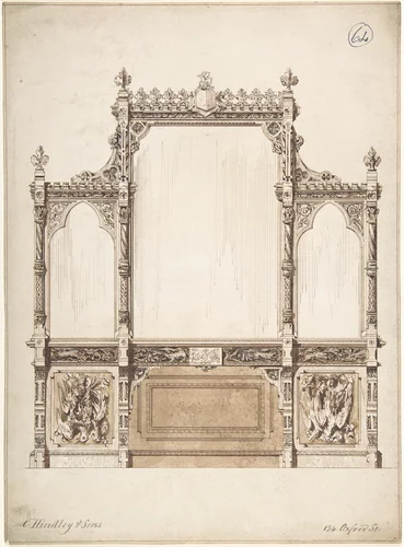 Design for Wall with Wooden Trim by Charles Hindley and Sons, drawing, 1841-1884