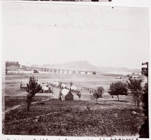 Bridge Builders Camp opposite Chattanooga by George N. Barnard, photograph, 1861-1865
