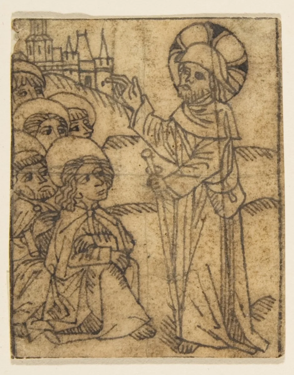 Christ Taking Leave of His Disciples by anonymous, drawing, 1400-1500