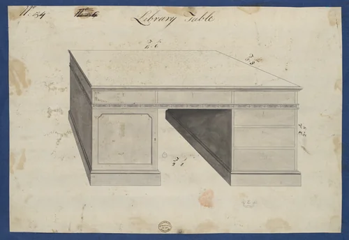 Library Table, from Chippendale Drawings, Vol. II by Thomas Chippendale, drawing, 1753