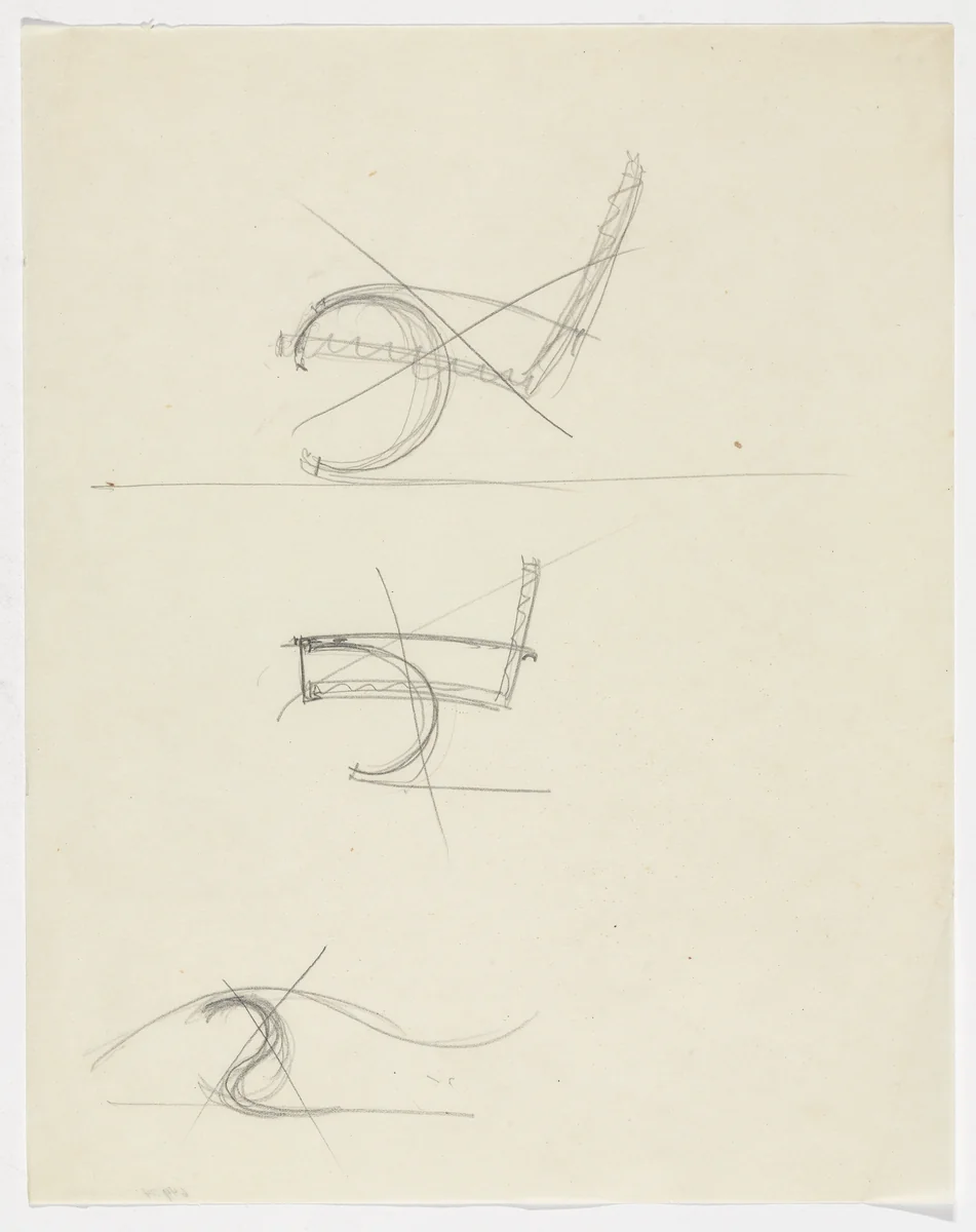 Reclining Chair without Arms. Lounge Chair with Arms. (Elevation sketches) by Ludwig Mies van der Rohe, mies van der rohe archive, 1926