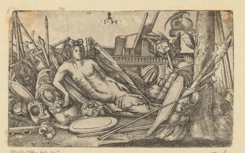 Personificatie van Overwinning (Victoria) by Hieronymus Hopfer, print, 1510-1550