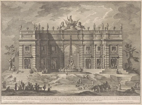 The Seconda Macchina for the Chinea of 1772: A Square with a Game Market and the Pantheon Fountain by Giuseppe Vasi, print, 1772