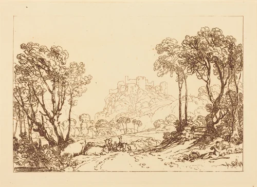 The Castle Above the Meadows by Joseph Turner, print, 1808