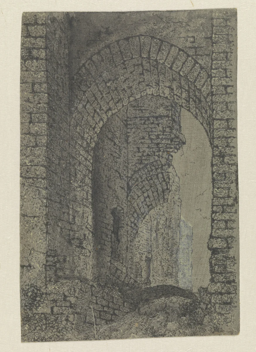 The Entrance Gate of the Ruins of Brederode Castle by Hercules Segers, print, 1618-1622