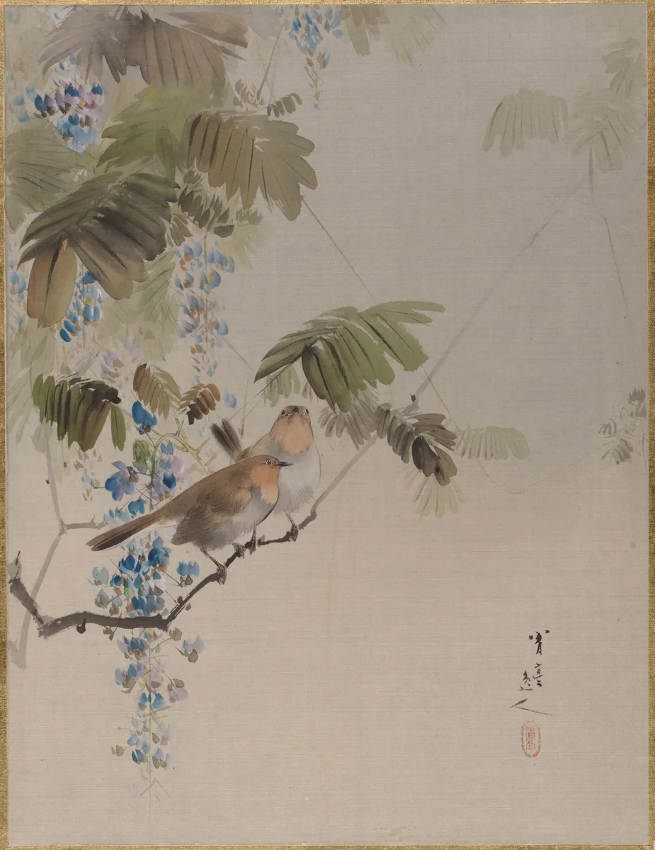 Birds and Flowers by Watanabe Seitei (渡辺省亭), painting, 1877-1897