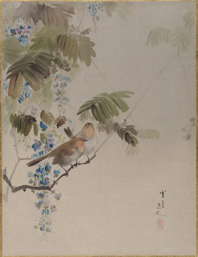 Birds and Flowers by Watanabe Seitei (渡辺省亭), painting, 1877-1897