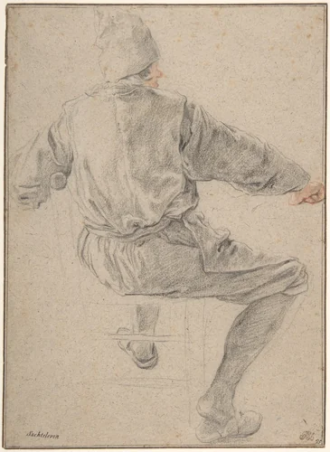 Study of a Seated Peasant by Cornelis Dusart, drawing, 1675-1704