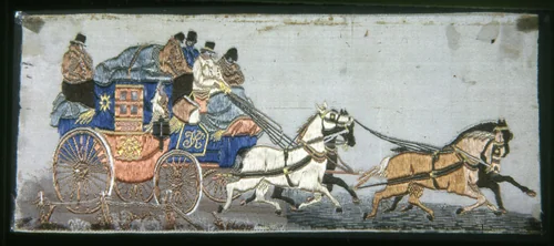 "The London & York Royal Mail Coach" by Thomas Stevens, textile, 1879