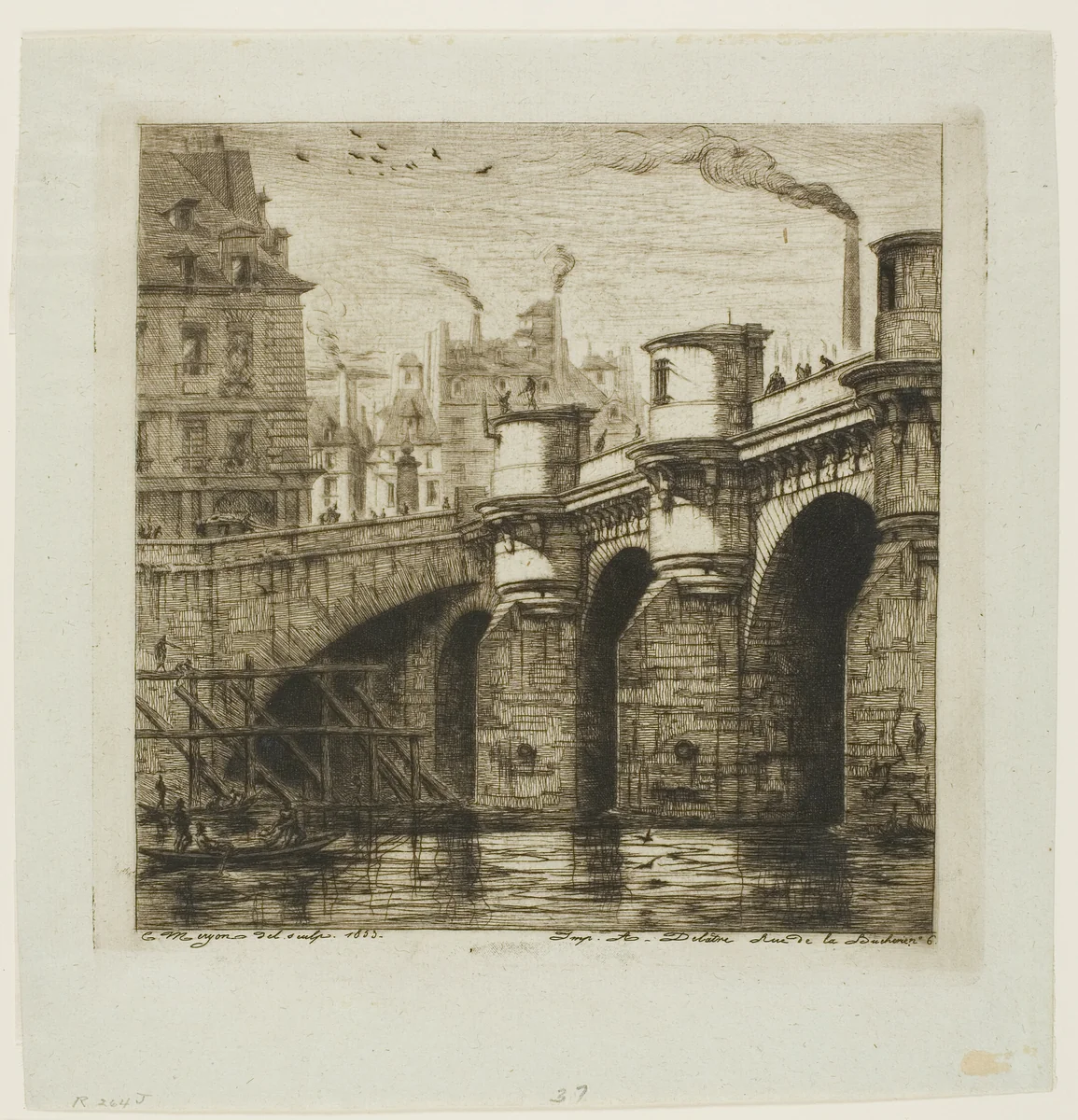 Pont-Neuf, Paris by Charles Meryon, print, 1853