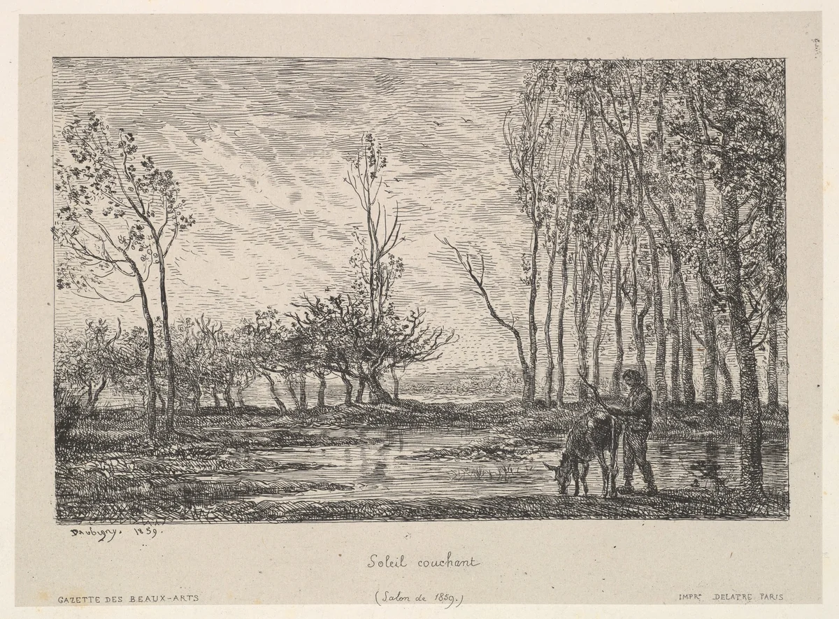 Sunset by Charles-François Daubigny, print, 1859