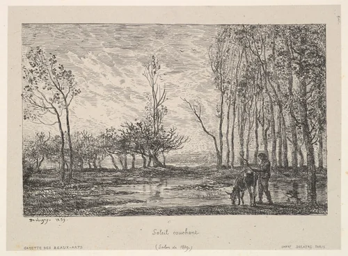 Sunset by Charles-François Daubigny, print, 1859